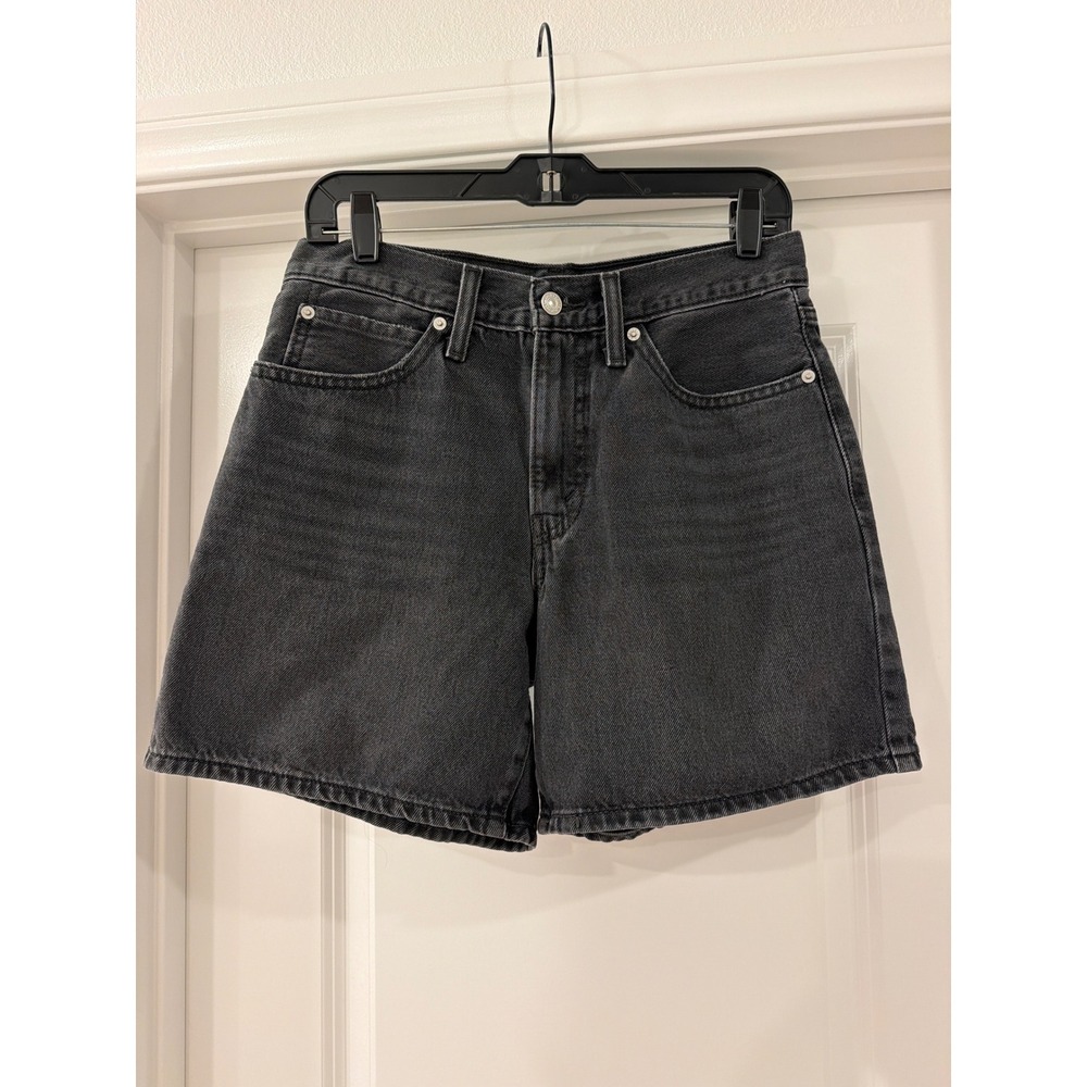 Levis 94 Baggy Shorts Womens 28 Black Denim High Rise Relaxed Cotton Jean Shorts